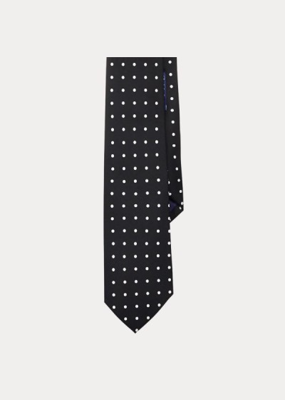 Corbatas Ralph Lauren Hombre Negros - Polka-Dot Silk Satin - VNYEC4701